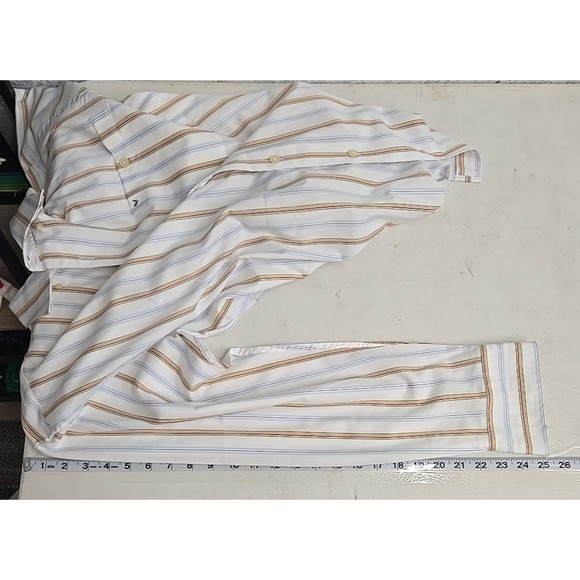 Callaway Golf Shirt Men's Large White Striped Button Down Cotton Dress Casual - Picture 6 of 10